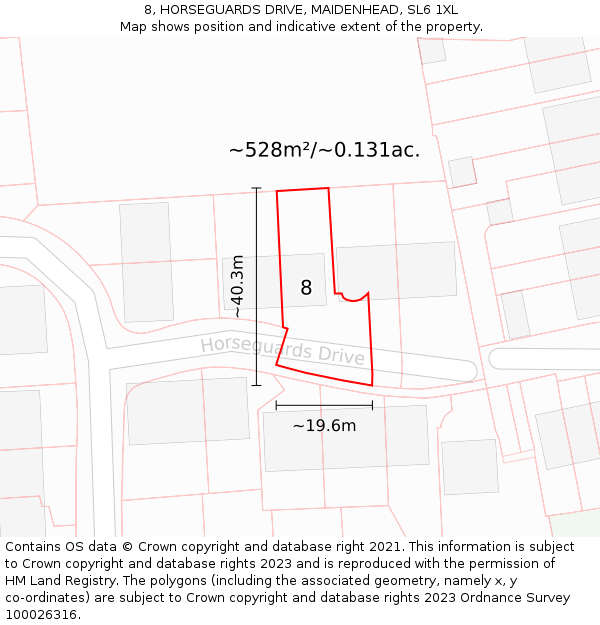 8, HORSEGUARDS DRIVE, MAIDENHEAD, SL6 1XL: Plot and title map