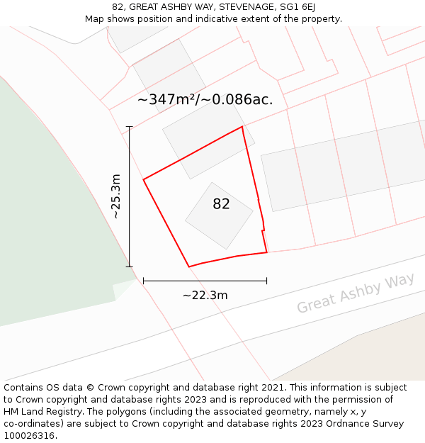 82, GREAT ASHBY WAY, STEVENAGE, SG1 6EJ: Plot and title map