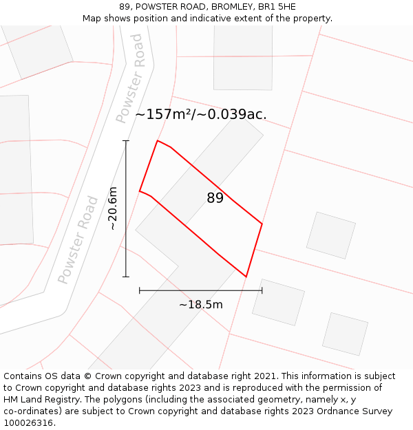 89, POWSTER ROAD, BROMLEY, BR1 5HE: Plot and title map