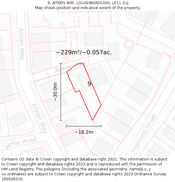 9, AITKEN WAY, LOUGHBOROUGH, LE11 2UJ: Plot and title map