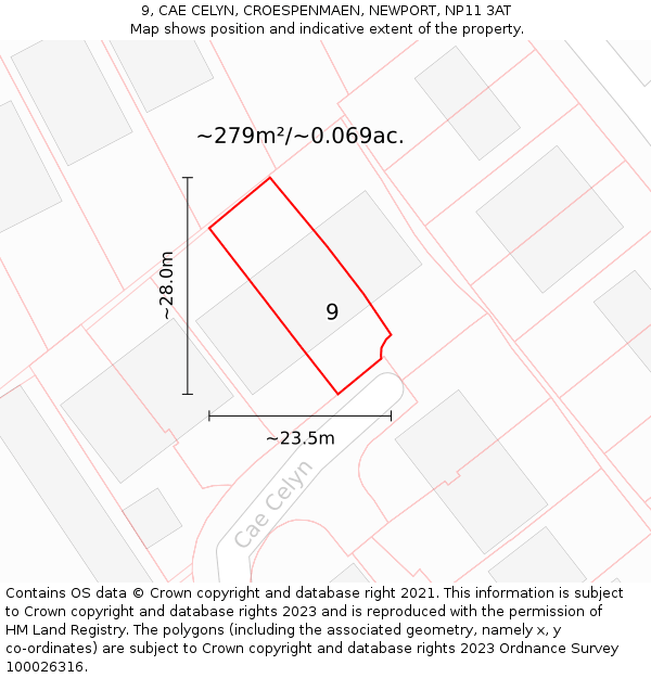 9, CAE CELYN, CROESPENMAEN, NEWPORT, NP11 3AT: Plot and title map