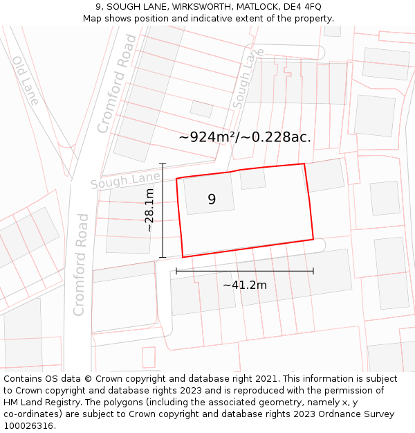 9, SOUGH LANE, WIRKSWORTH, MATLOCK, DE4 4FQ: Plot and title map