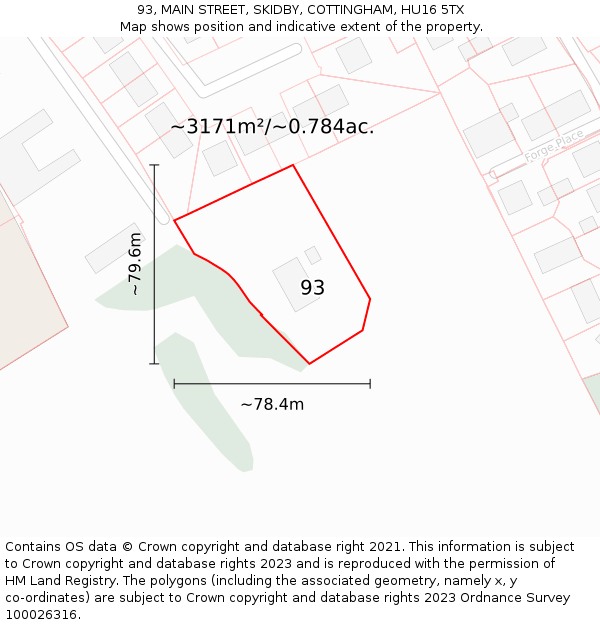 93, MAIN STREET, SKIDBY, COTTINGHAM, HU16 5TX: Plot and title map