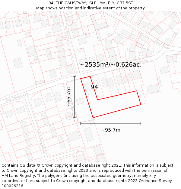 94, THE CAUSEWAY, ISLEHAM, ELY, CB7 5ST: Plot and title map