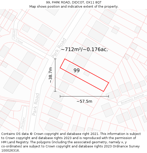 99, PARK ROAD, DIDCOT, OX11 8QT: Plot and title map