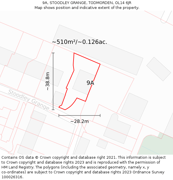 9A, STOODLEY GRANGE, TODMORDEN, OL14 6JR: Plot and title map