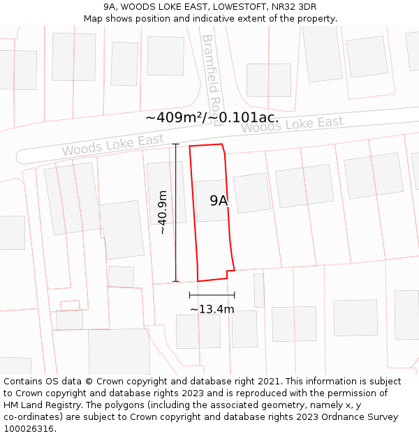 9A, WOODS LOKE EAST, LOWESTOFT, NR32 3DR: Plot and title map