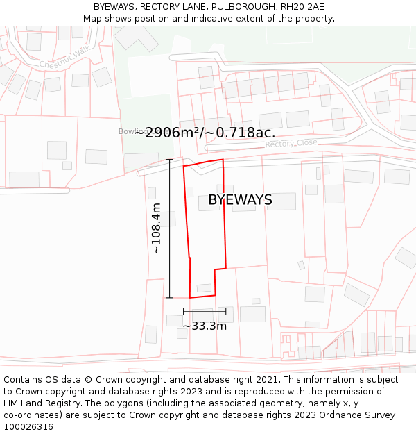 BYEWAYS, RECTORY LANE, PULBOROUGH, RH20 2AE: Plot and title map