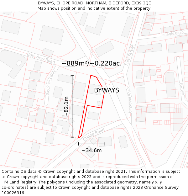 BYWAYS, CHOPE ROAD, NORTHAM, BIDEFORD, EX39 3QE: Plot and title map