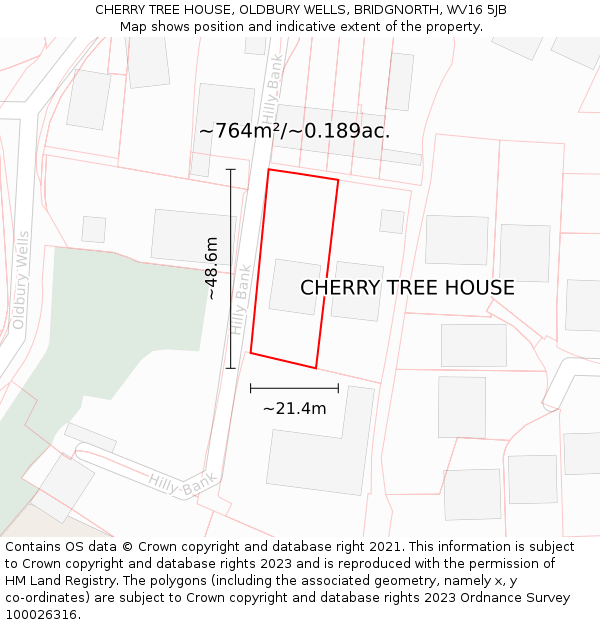 CHERRY TREE HOUSE, OLDBURY WELLS, BRIDGNORTH, WV16 5JB: Plot and title map