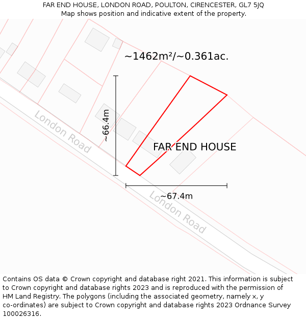 FAR END HOUSE, LONDON ROAD, POULTON, CIRENCESTER, GL7 5JQ: Plot and title map