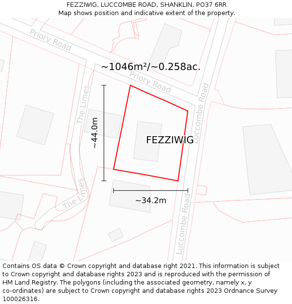 FEZZIWIG, LUCCOMBE ROAD, SHANKLIN, PO37 6RR: Plot and title map