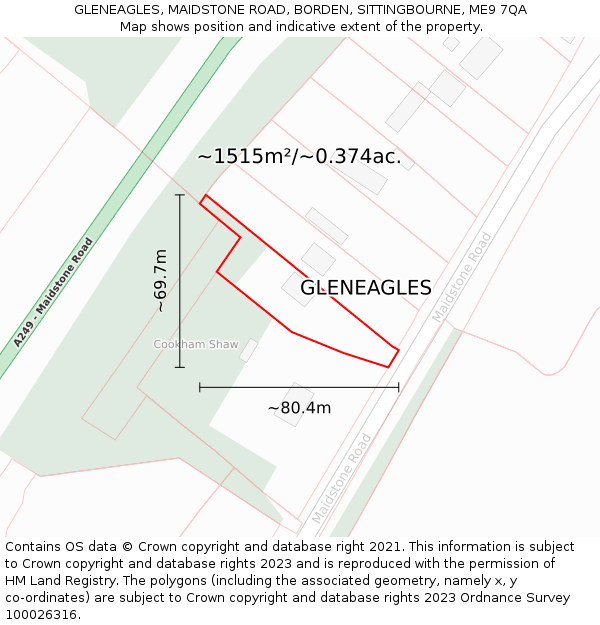 GLENEAGLES, MAIDSTONE ROAD, BORDEN, SITTINGBOURNE, ME9 7QA: Plot and title map