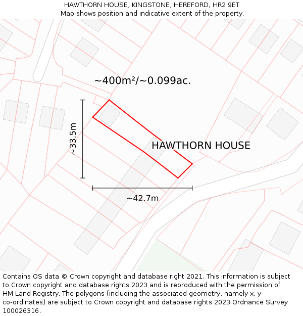 HAWTHORN HOUSE, KINGSTONE, HEREFORD, HR2 9ET: Plot and title map