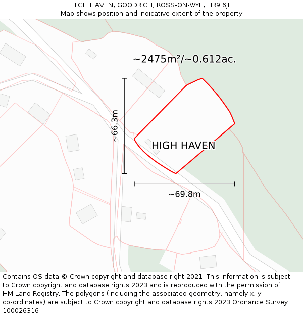 HIGH HAVEN, GOODRICH, ROSS-ON-WYE, HR9 6JH: Plot and title map