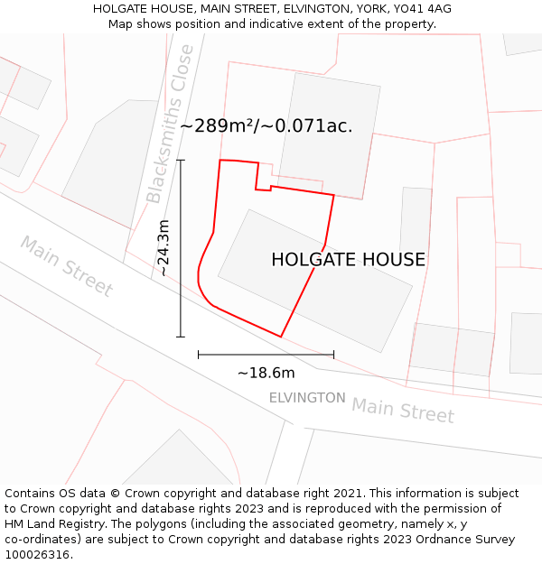 HOLGATE HOUSE, MAIN STREET, ELVINGTON, YORK, YO41 4AG: Plot and title map