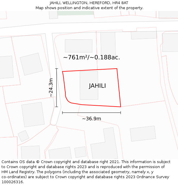 JAHILI, WELLINGTON, HEREFORD, HR4 8AT: Plot and title map