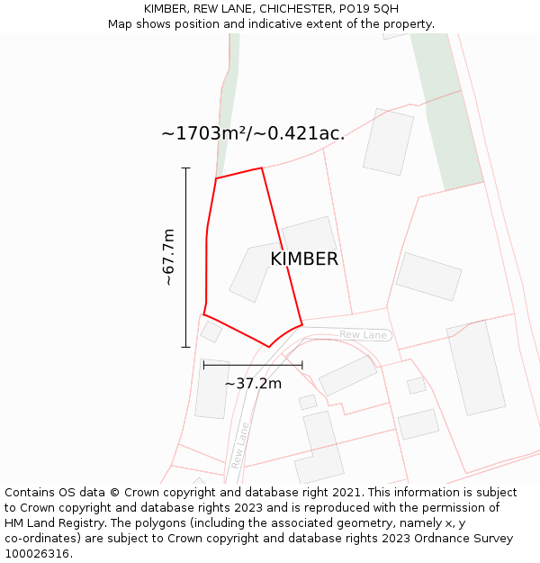 KIMBER, REW LANE, CHICHESTER, PO19 5QH: Plot and title map