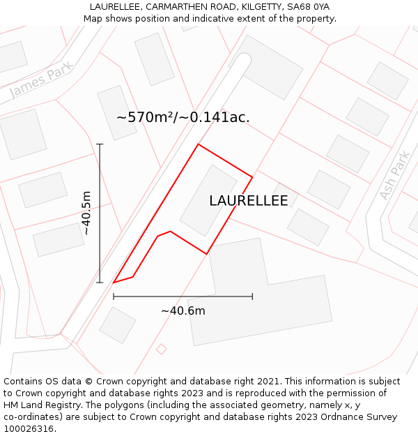 LAURELLEE, CARMARTHEN ROAD, KILGETTY, SA68 0YA: Plot and title map