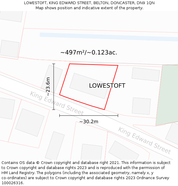 LOWESTOFT, KING EDWARD STREET, BELTON, DONCASTER, DN9 1QN: Plot and title map