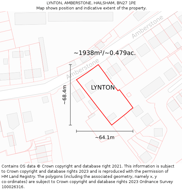 LYNTON, AMBERSTONE, HAILSHAM, BN27 1PE: Plot and title map