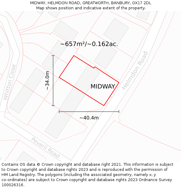 MIDWAY, HELMDON ROAD, GREATWORTH, BANBURY, OX17 2DL: Plot and title map