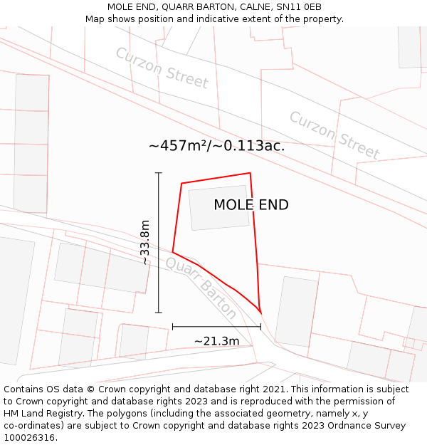 MOLE END, QUARR BARTON, CALNE, SN11 0EB: Plot and title map