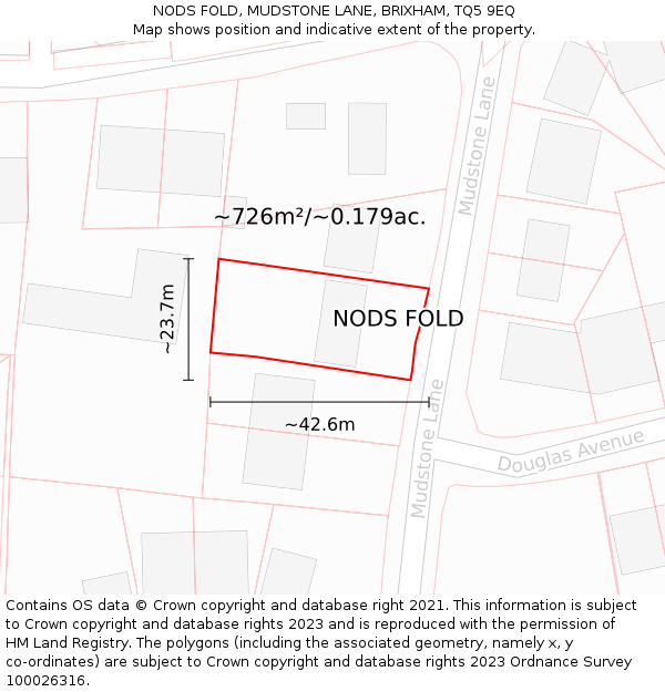 NODS FOLD, MUDSTONE LANE, BRIXHAM, TQ5 9EQ: Plot and title map