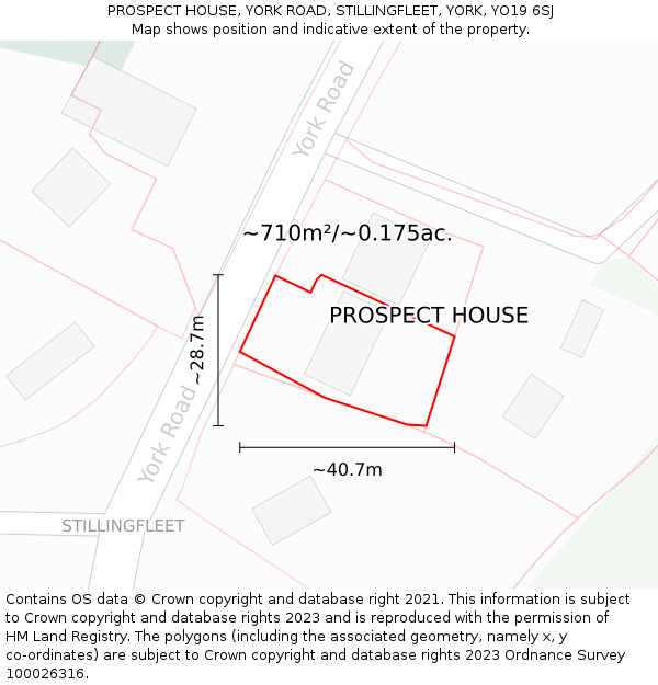 PROSPECT HOUSE, YORK ROAD, STILLINGFLEET, YORK, YO19 6SJ: Plot and title map