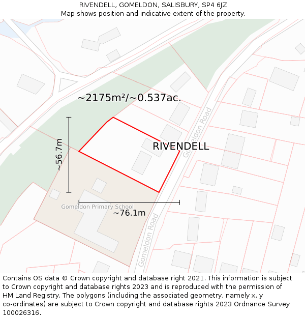 RIVENDELL, GOMELDON, SALISBURY, SP4 6JZ: Plot and title map