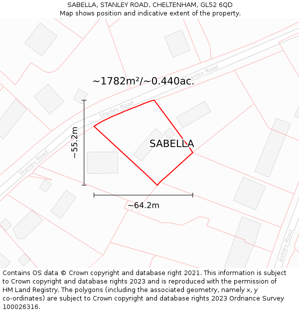 SABELLA, STANLEY ROAD, CHELTENHAM, GL52 6QD: Plot and title map