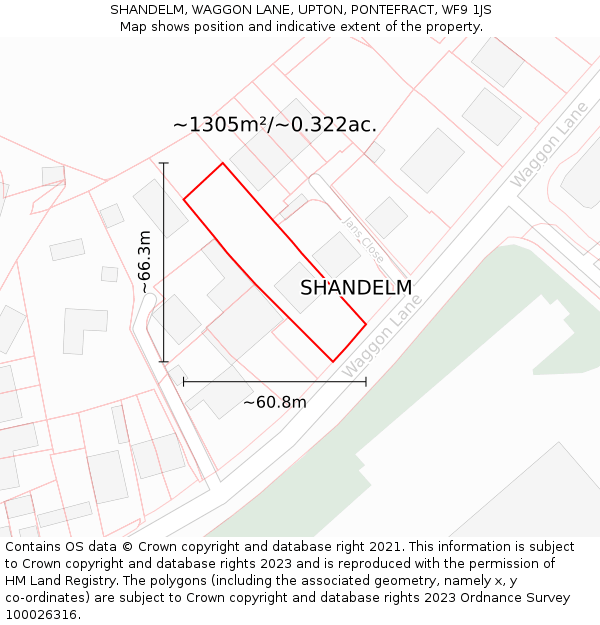 SHANDELM, WAGGON LANE, UPTON, PONTEFRACT, WF9 1JS: Plot and title map