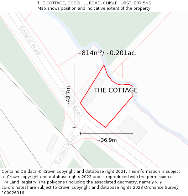 THE COTTAGE, GOSSHILL ROAD, CHISLEHURST, BR7 5NS: Plot and title map