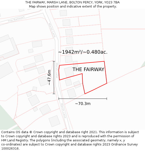 THE FAIRWAY, MARSH LANE, BOLTON PERCY, YORK, YO23 7BA: Plot and title map