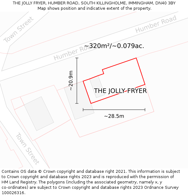 THE JOLLY FRYER, HUMBER ROAD, SOUTH KILLINGHOLME, IMMINGHAM, DN40 3BY: Plot and title map