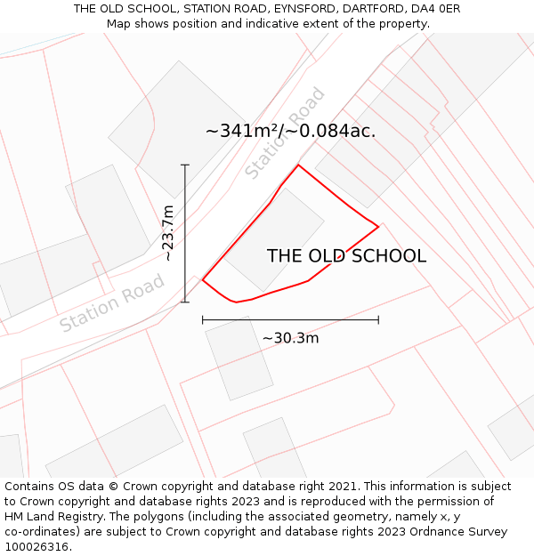 THE OLD SCHOOL, STATION ROAD, EYNSFORD, DARTFORD, DA4 0ER: Plot and title map