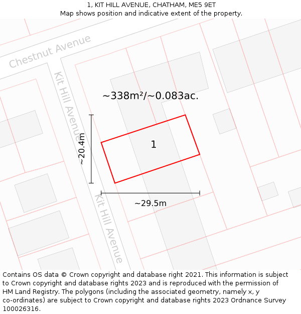 1, KIT HILL AVENUE, CHATHAM, ME5 9ET: Plot and title map