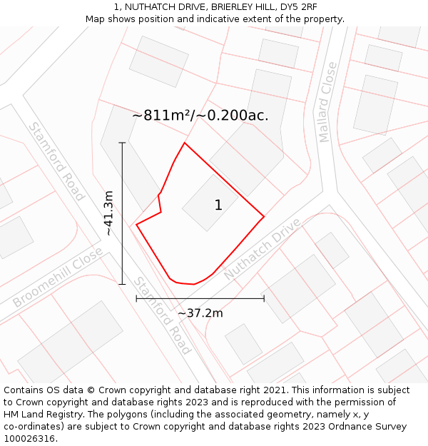 1, NUTHATCH DRIVE, BRIERLEY HILL, DY5 2RF: Plot and title map