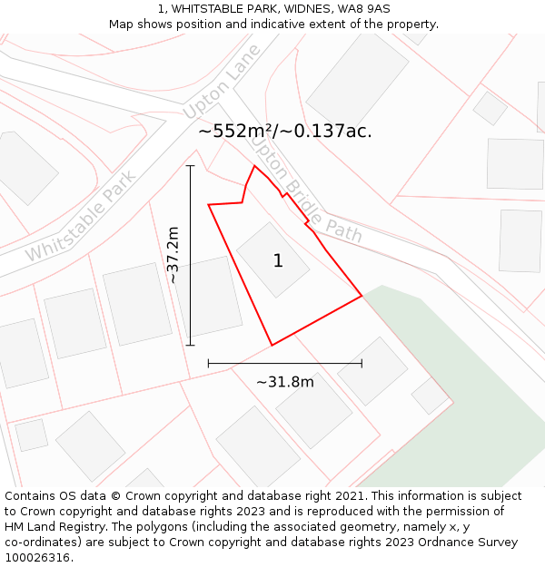 1, WHITSTABLE PARK, WIDNES, WA8 9AS: Plot and title map