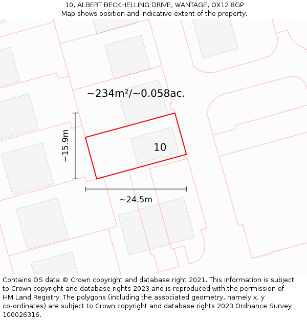 10, ALBERT BECKHELLING DRIVE, WANTAGE, OX12 8GP: Plot and title map