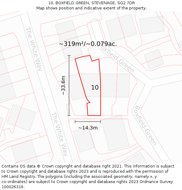 10, BOXFIELD GREEN, STEVENAGE, SG2 7DR: Plot and title map