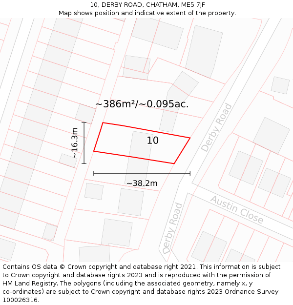 10, DERBY ROAD, CHATHAM, ME5 7JF: Plot and title map