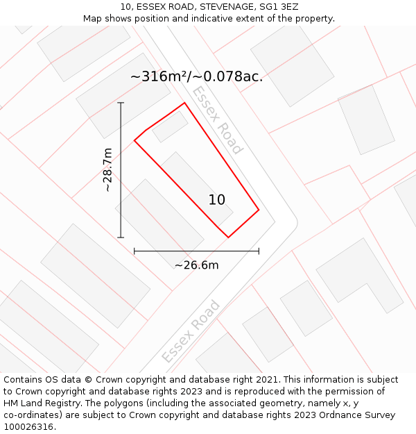 10, ESSEX ROAD, STEVENAGE, SG1 3EZ: Plot and title map