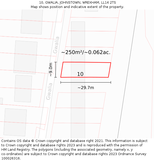 10, GWALIA, JOHNSTOWN, WREXHAM, LL14 2TS: Plot and title map