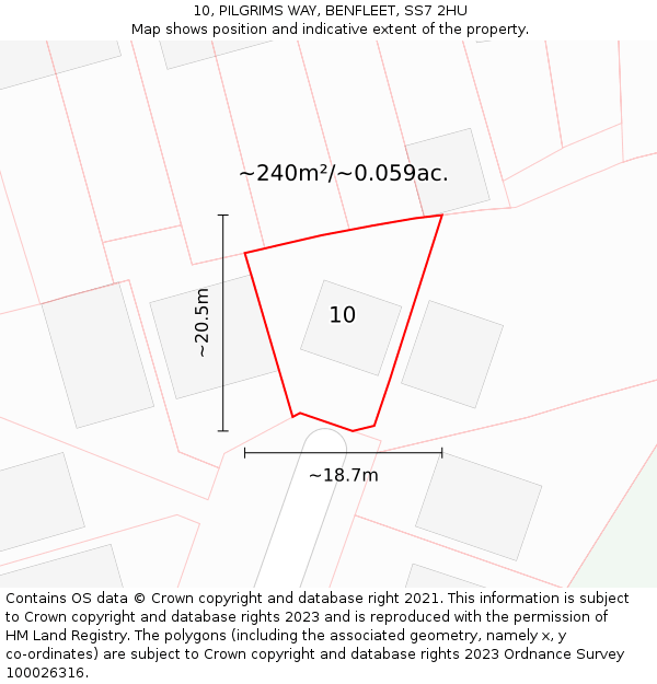 10, PILGRIMS WAY, BENFLEET, SS7 2HU: Plot and title map