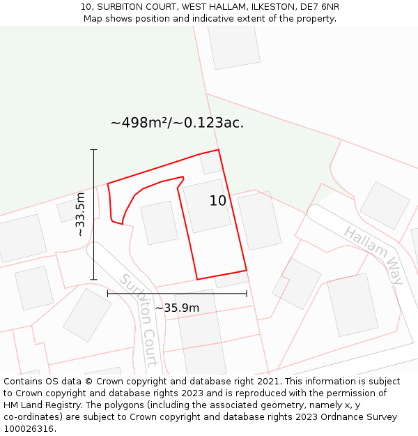 10, SURBITON COURT, WEST HALLAM, ILKESTON, DE7 6NR: Plot and title map