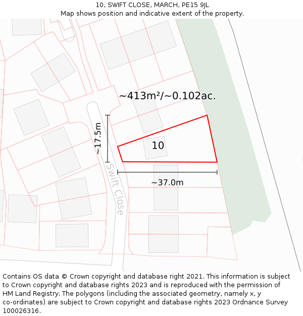 10, SWIFT CLOSE, MARCH, PE15 9JL: Plot and title map