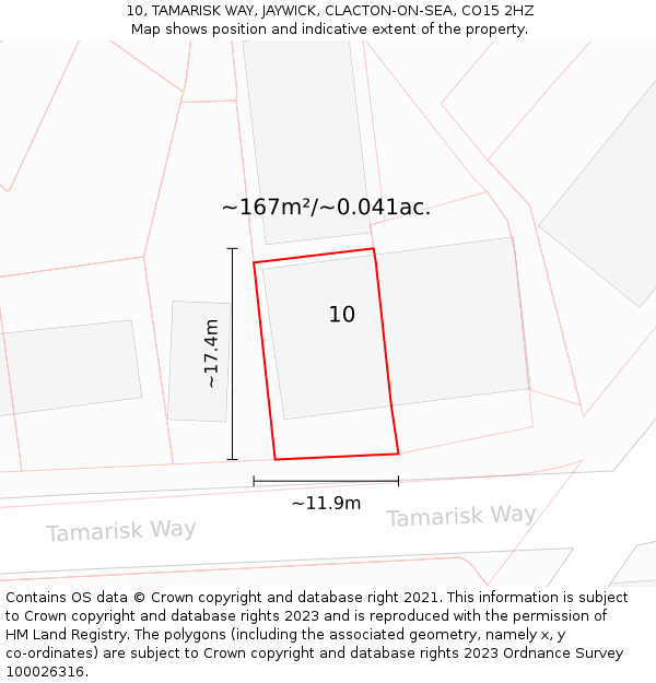 10, TAMARISK WAY, JAYWICK, CLACTON-ON-SEA, CO15 2HZ: Plot and title map