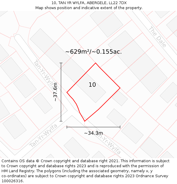 10, TAN YR WYLFA, ABERGELE, LL22 7DX: Plot and title map