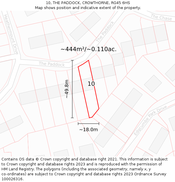 10, THE PADDOCK, CROWTHORNE, RG45 6HS: Plot and title map